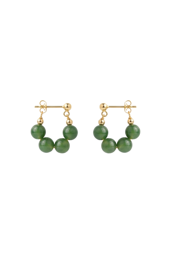 seree Fay Beaded Jade Hoop Earrings - Green