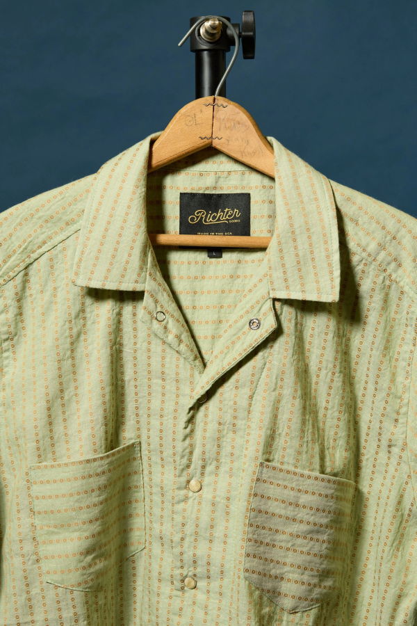 RICHTER GOODS Yarn Dyed Cotton Dobby Shirt - Green