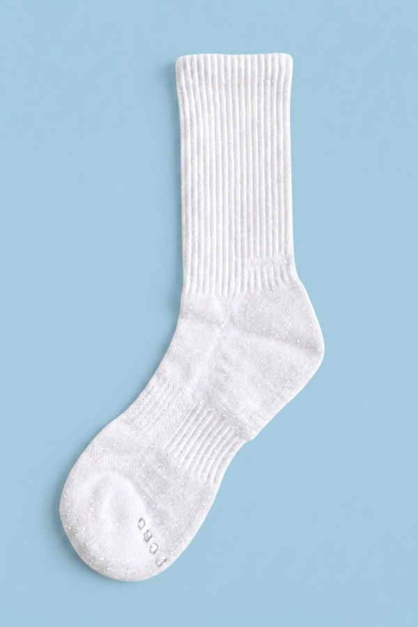 Metallic White Athletic Socks