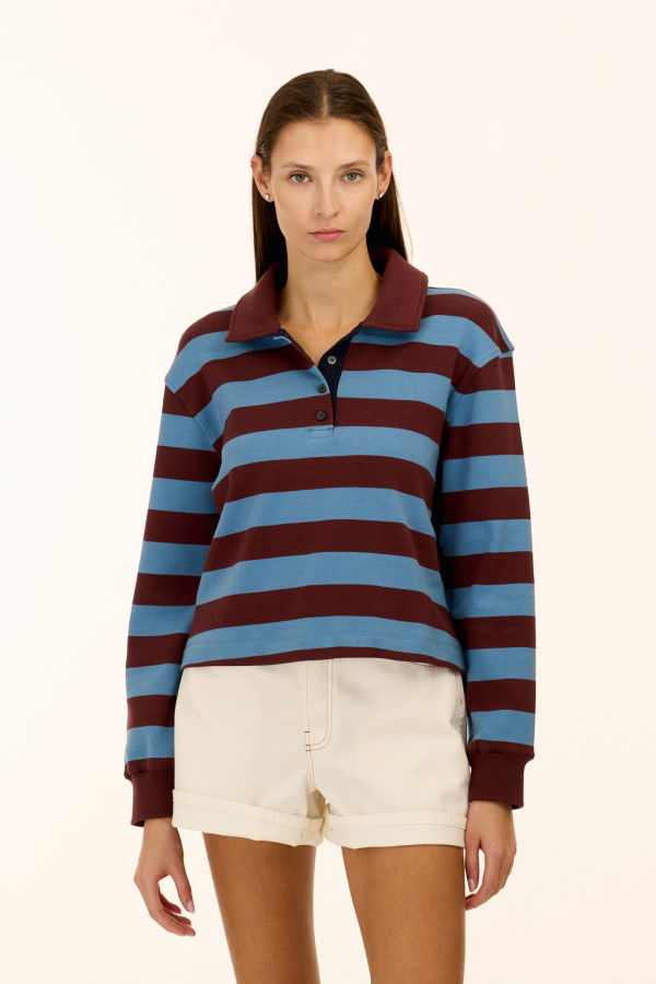 Tanya Taylor Barrett Top - Shadow Blue/Deep Redwood