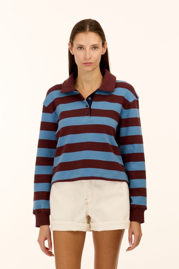 Tanya Taylor Barrett Top - Shadow Blue/Deep Redwood