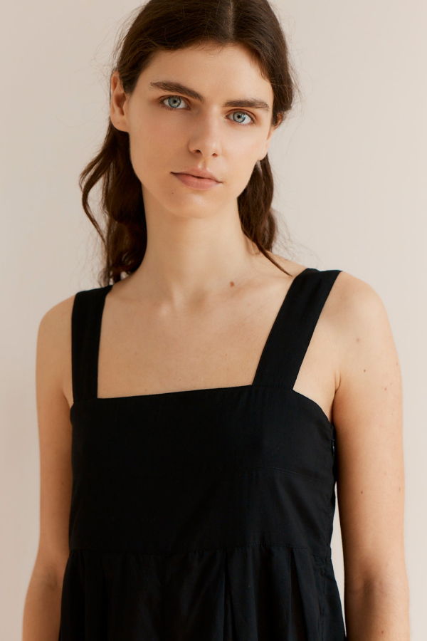Caramel Pleated Cotton Summer Dress