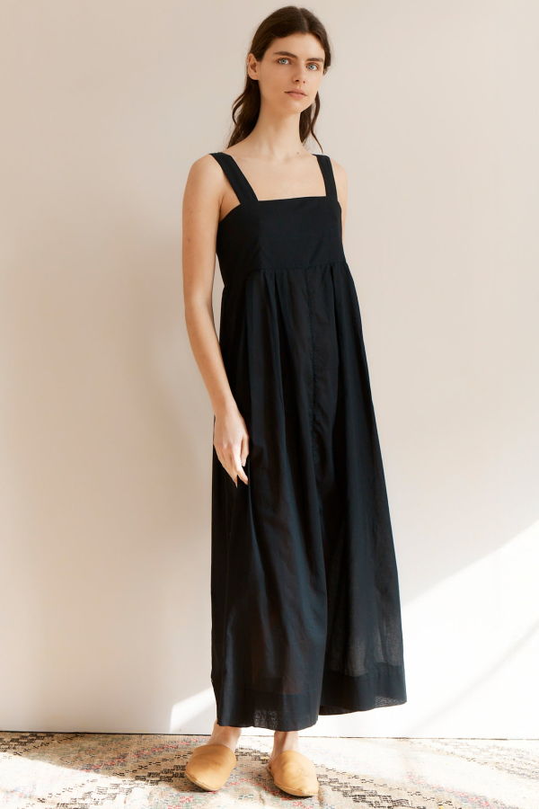 Caramel Pleated Cotton Summer Dress