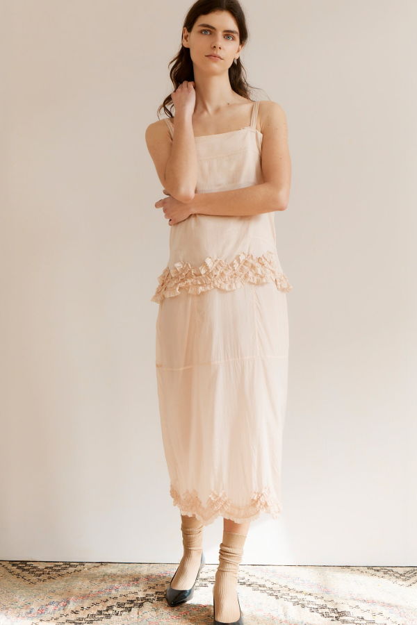 Caramel Scalloped Midi Skirt