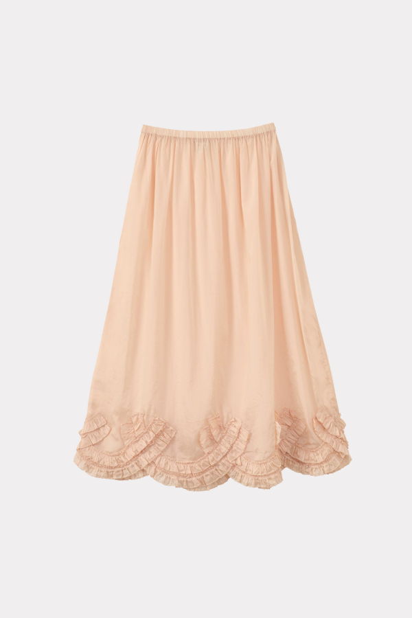 Caramel Scalloped Midi Skirt