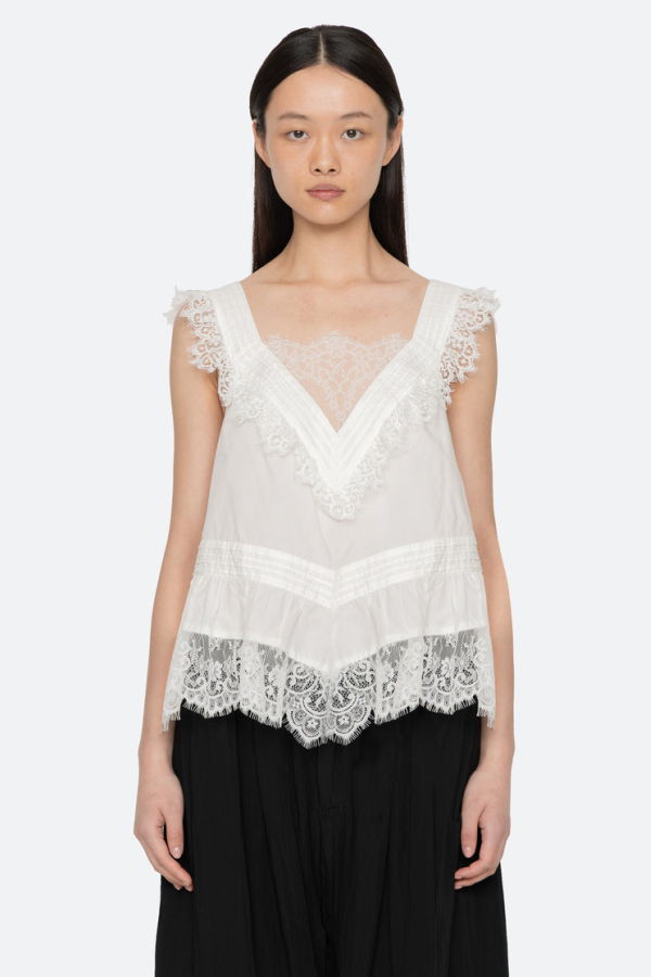 Sea NY Hilda Solid Sleeveless Top - White