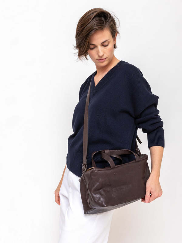 Lihann George Lili Matte Natural Grain Handbag - Deep Espresso