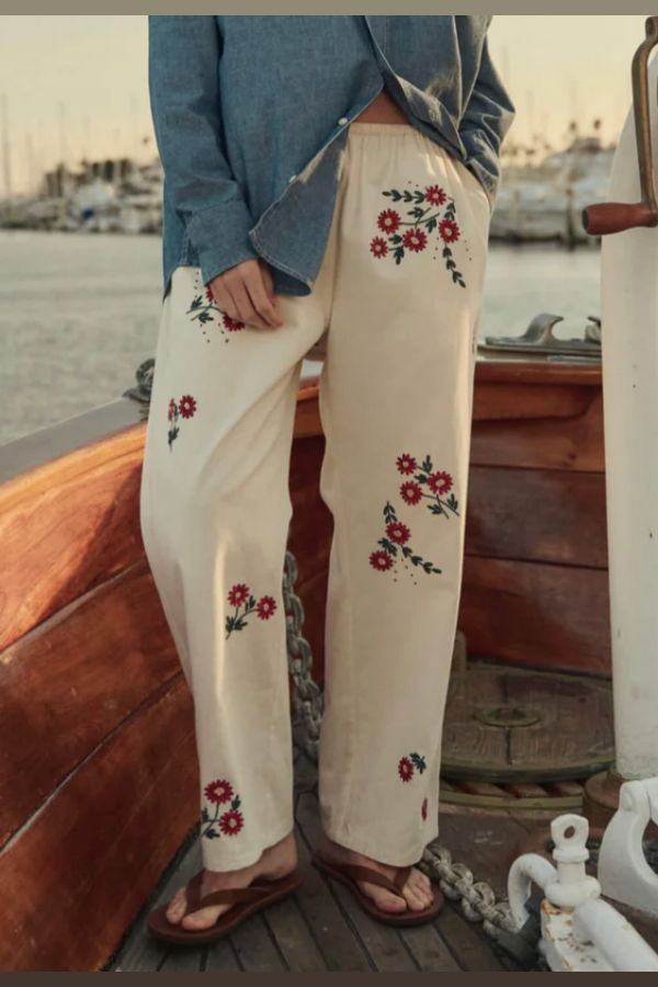 The Great. The Easy Pant with Field Embroidery