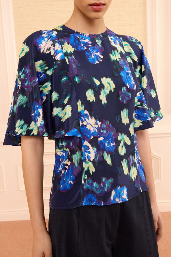 Ulla Johnson Ada Short Sleeve Silk Blouse