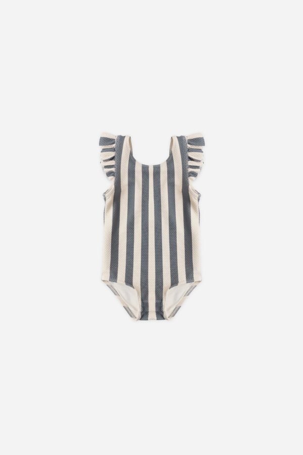 KIDS Rylee + Cru Quincy Mae Scoop Back One Piece Swimsuit - Retro Ocean Stripe