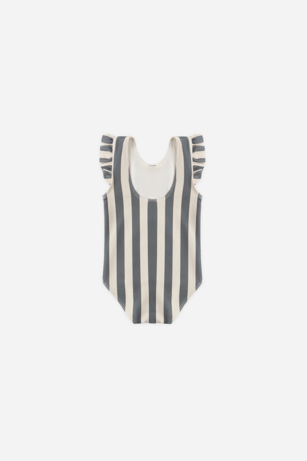 KIDS Rylee + Cru Quincy Mae Scoop Back One Piece Swimsuit - Retro Ocean Stripe