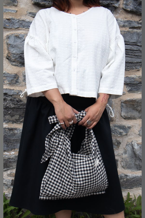Eve Gravel HOME Paperbag Gingham Bag