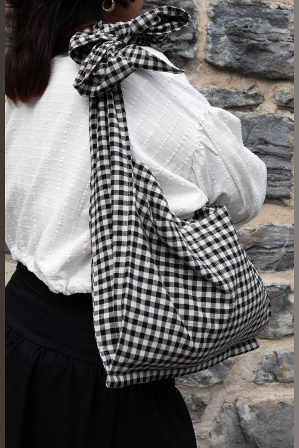 Eve Gravel HOME Paperbag Gingham Bag