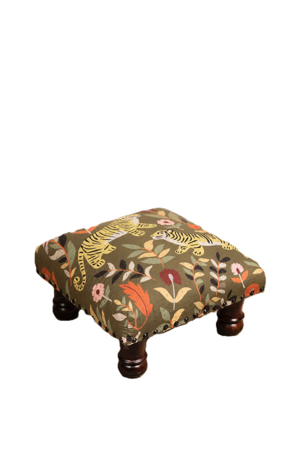 Expo Bazaar Botanical Tiger Foot Stool - Gray