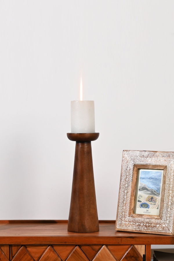 Expo Bazaar Natural Finish Mango Wood Candle Holder - Natural