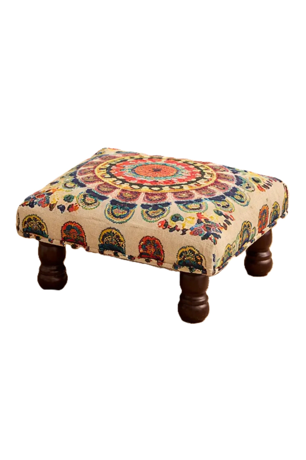 Expo Bazaar Mystic Mandala Foot Stool 16 x 9" - Beige