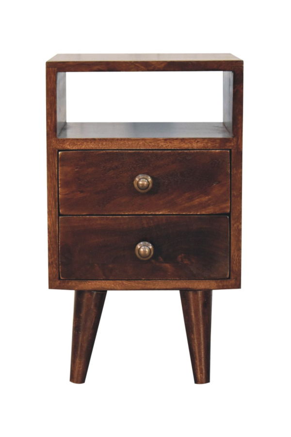 Expo Bazaar Solid Wood Mini Classic California Walnut Bedside Table - Brown