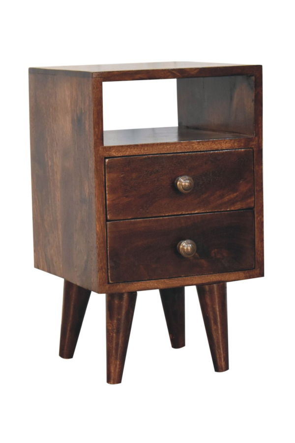 Expo Bazaar Solid Wood Mini Classic California Walnut Bedside Table - Brown