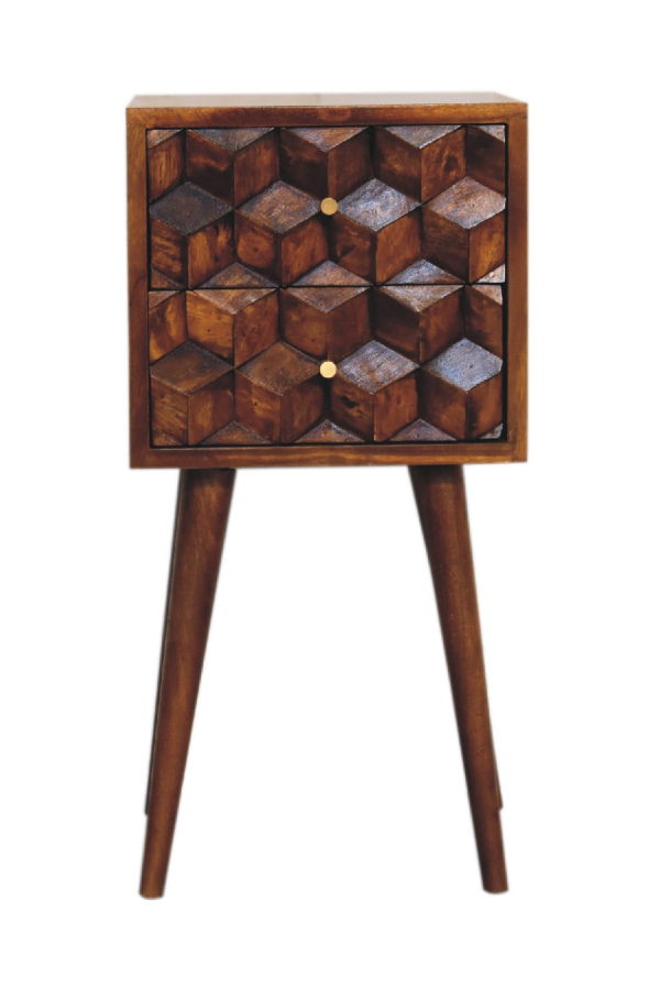 Expo Bazaar Solid Wood Mini Cube Nightstand - Chestnut