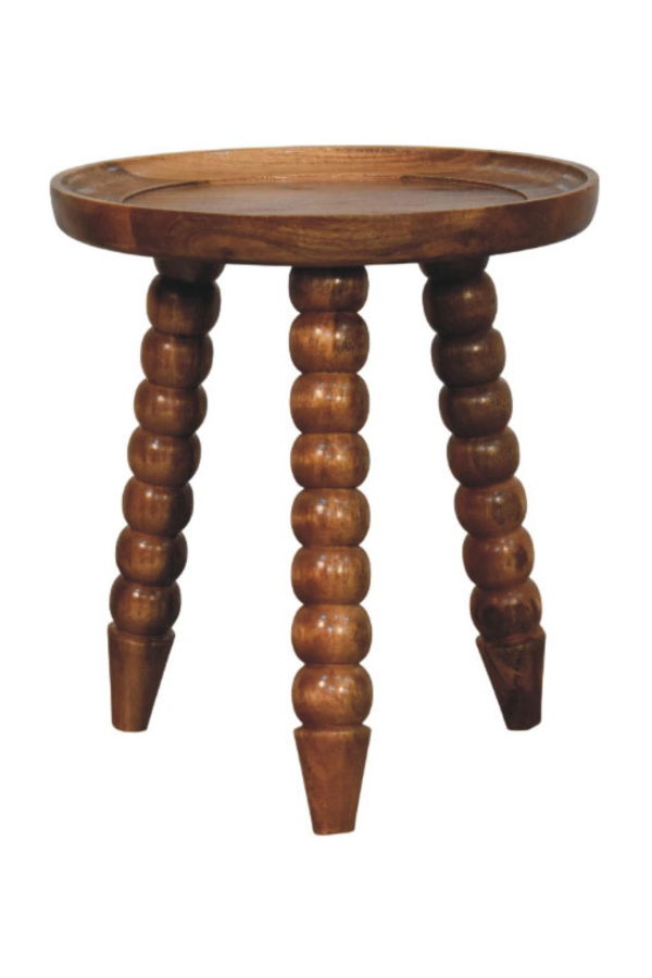Expo Bazaar Solid Wood Spindle Tray Side Table - Brown