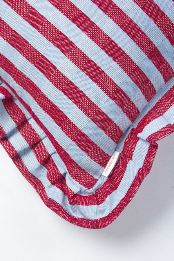 Archive New York Flora Blue and Red Stripe Pillow