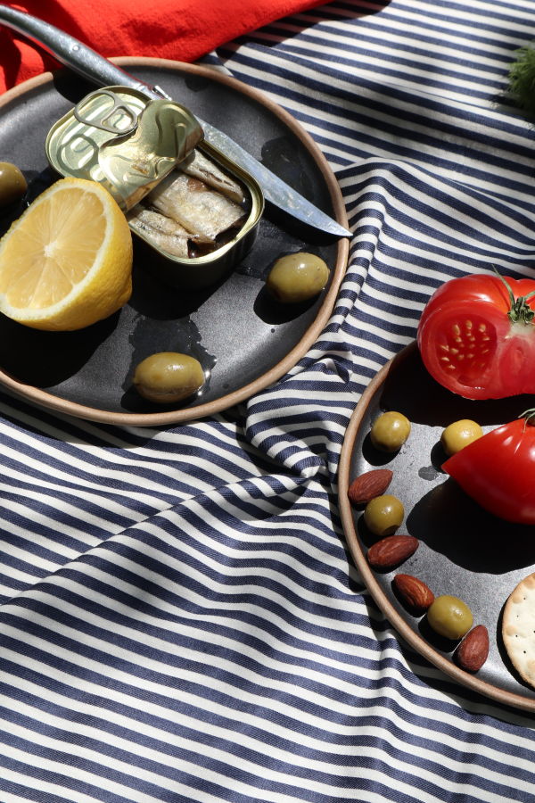 Eve Gravel HOME Nappe Raye Tablecloth