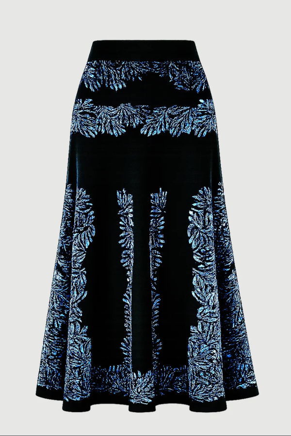 Ulla Johnson Alessia Knit Jacquard Skirt - Blue
