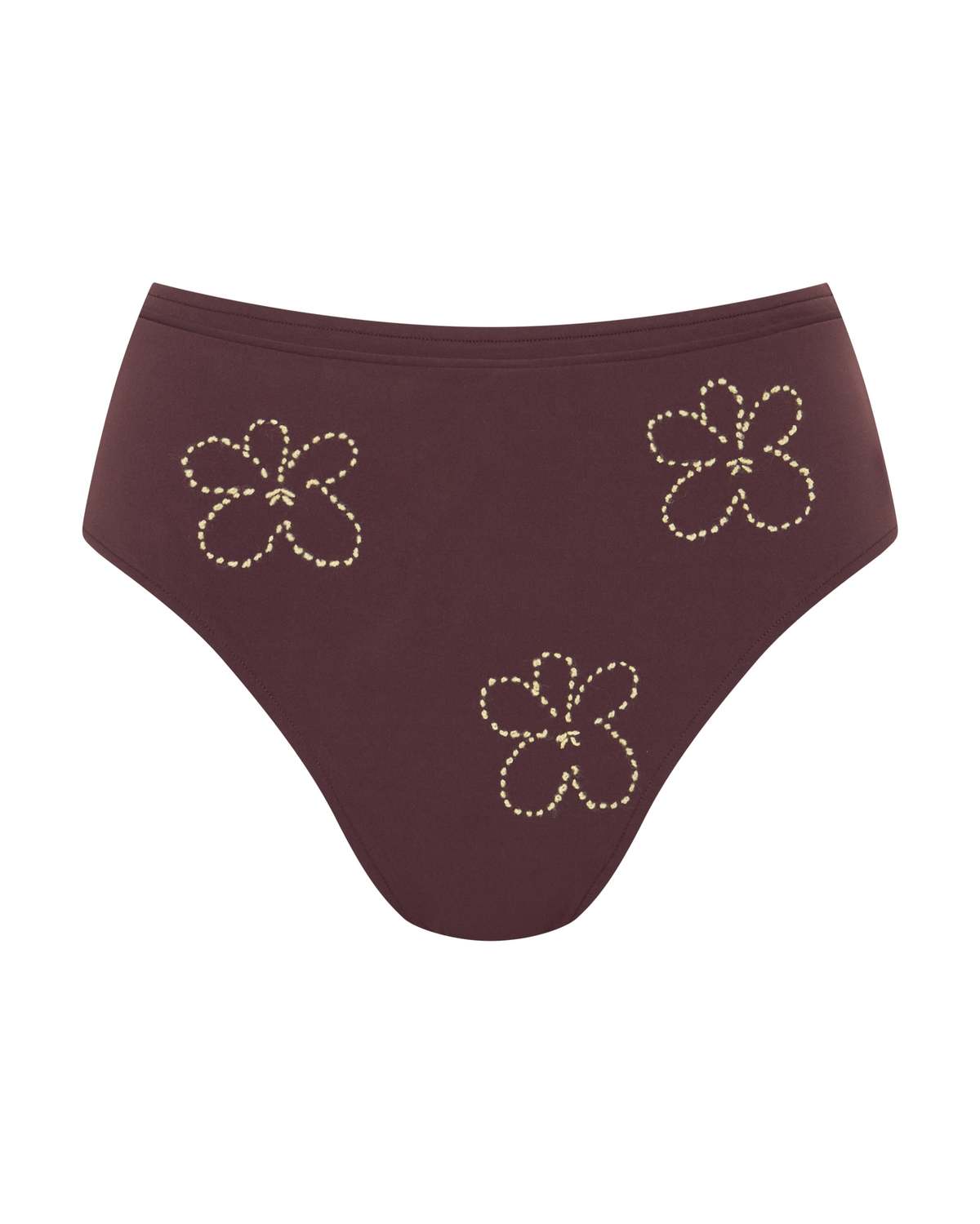 St. MACI Mira High Waist Bikini Bottoms With Floral Detail - Chocolate Stitch - Image 1 of 8