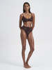 St. MACI Mira High Waist Bikini Bottoms With Floral Detail - Chocolate Stitch - Thumbnail 2