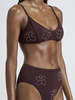 St. MACI Mira High Waist Bikini Bottoms With Floral Detail - Chocolate Stitch - Thumbnail 3