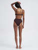 St. MACI Mira High Waist Bikini Bottoms With Floral Detail - Chocolate Stitch - Thumbnail 5
