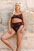 St. MACI Mira High Waist Bikini Bottoms With Floral Detail - Chocolate Stitch - Thumbnail 8