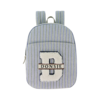 Donsje Raffie Schoolbag Backpack - Blue - Moss Green Striped - Thumbnail 1