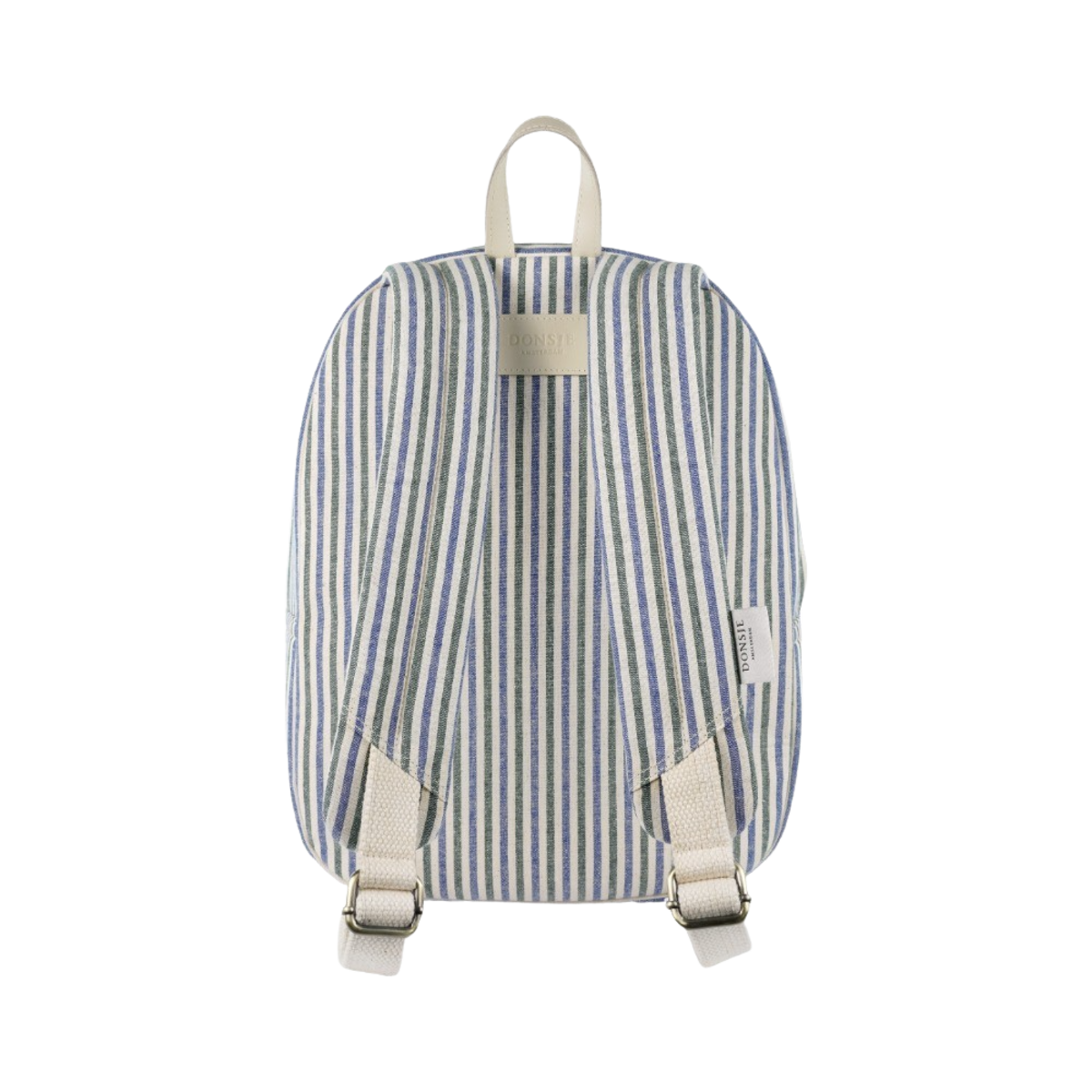 Donsje Raffie Schoolbag Backpack - Blue - Moss Green Striped - Image 6 of 6