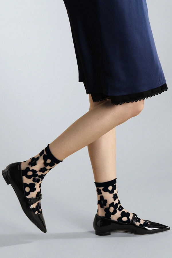 Hansel from Basel Pop Sheer Crew Socks - Black