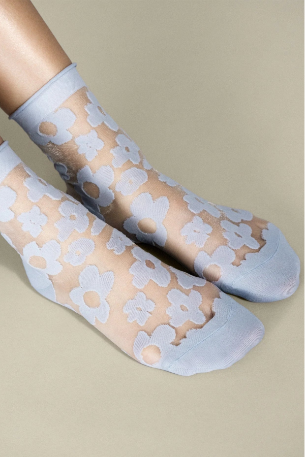 Hansel from Basel Pop Sheer Crew Socks - Periwinkle