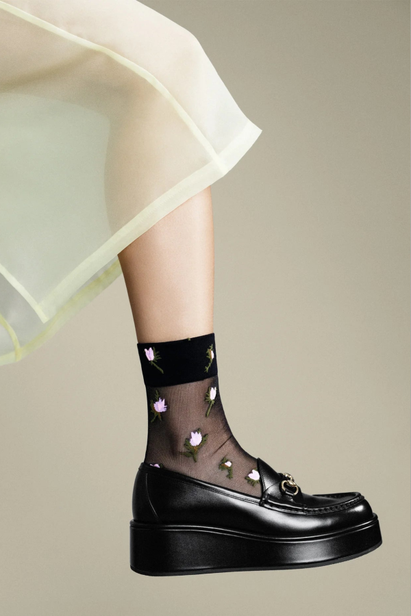 Hansel from Basel Rosebud Sheer Crew Socks