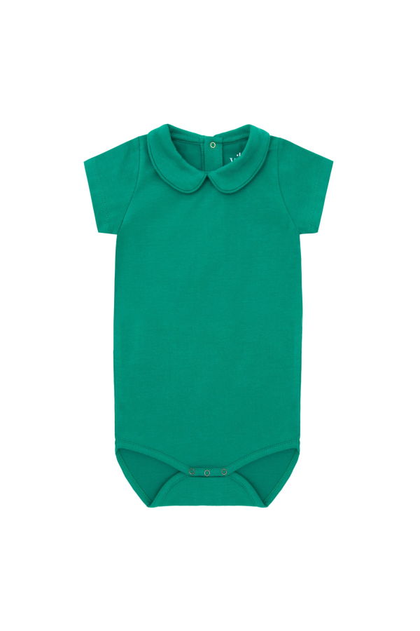 Vild House of Little SS Organic Cotton Collared Bodysuit - Happy Green