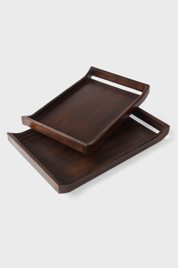 Mela Artisans Acacia Wood Serving Tray Set Of 2