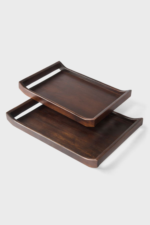 Mela Artisans Acacia Wood Serving Tray Set Of 2