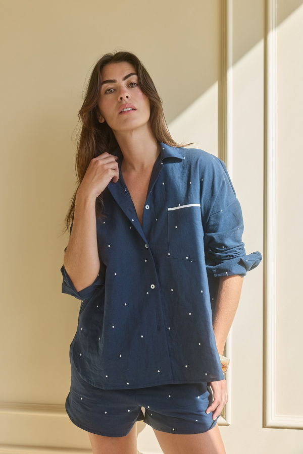 ESYA Midnight Dot Relaxed Button Down Shirt