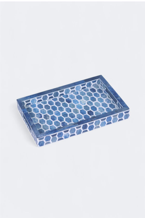 Mela Artisans Gramercy Bone Inlay Tray & Coasters Gift Box Set