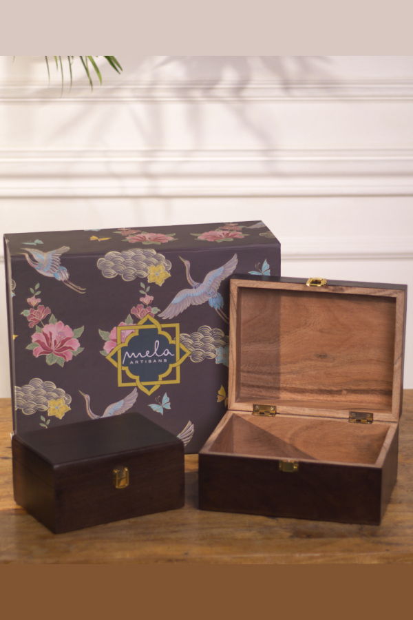Mela Artisans Handcrafted Acacia Box Set Gift Box - Urban Walnut