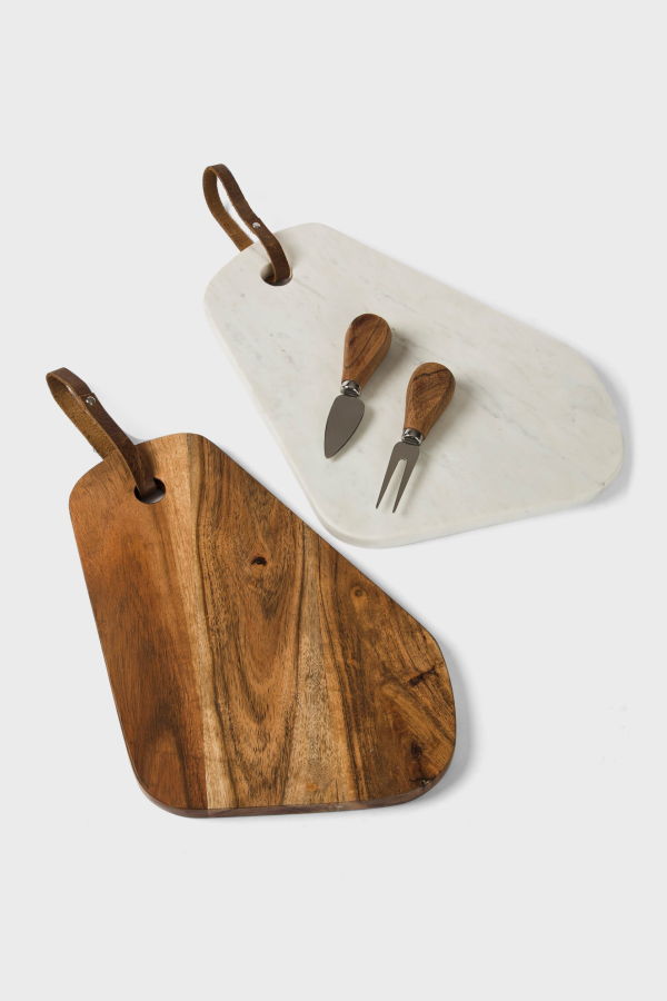 Mela Artisans Marble and Acacia Wood Cutting Board, Set of 2