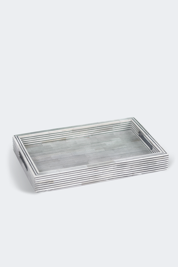 Mela Artisans Pinstripe Inlay Tray & Coasters Gift Box Set