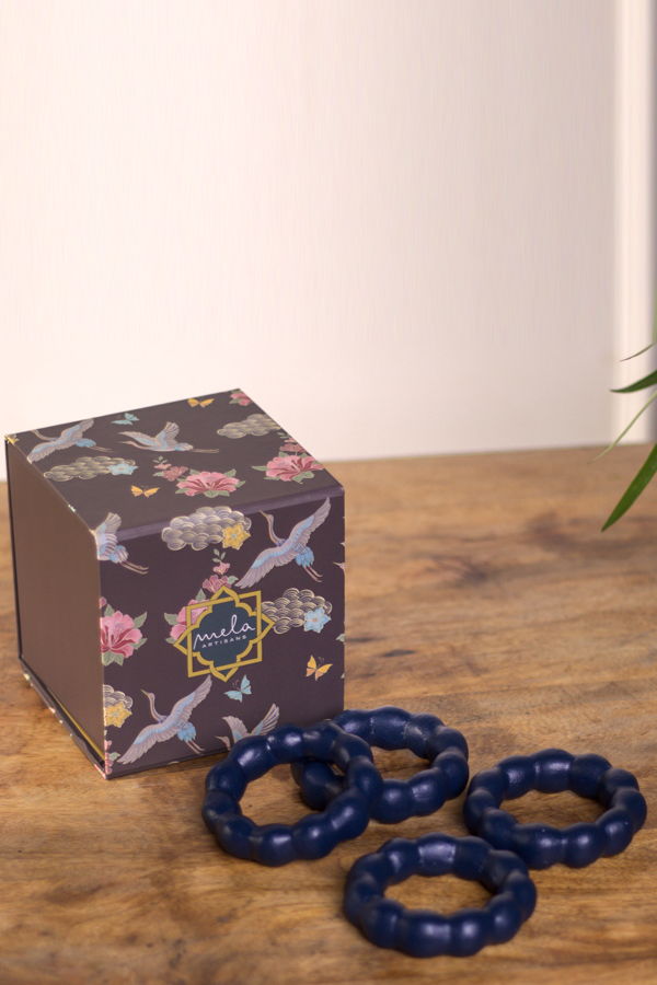 Mela Artisans Raatriti Handcrafted Napkin Rings Gift Box Set