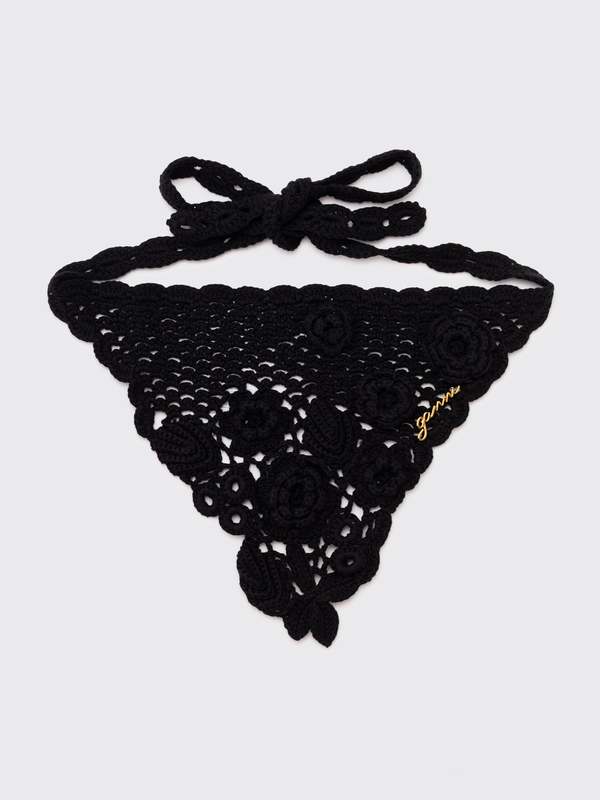 Ganni Head Scarf Crochet - Black