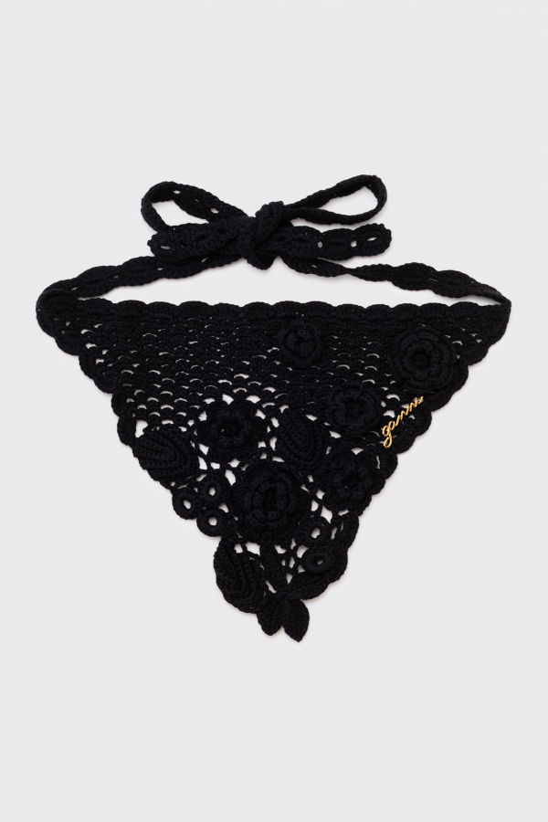 Ganni Head Scarf Crochet - Black