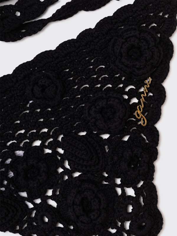 Ganni Head Scarf Crochet - Black