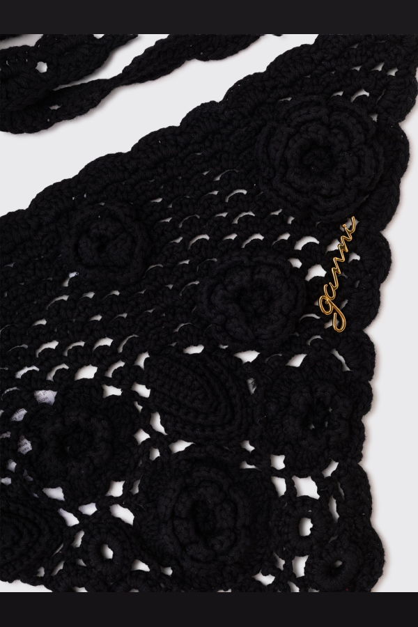 Ganni Head Scarf Crochet - Black